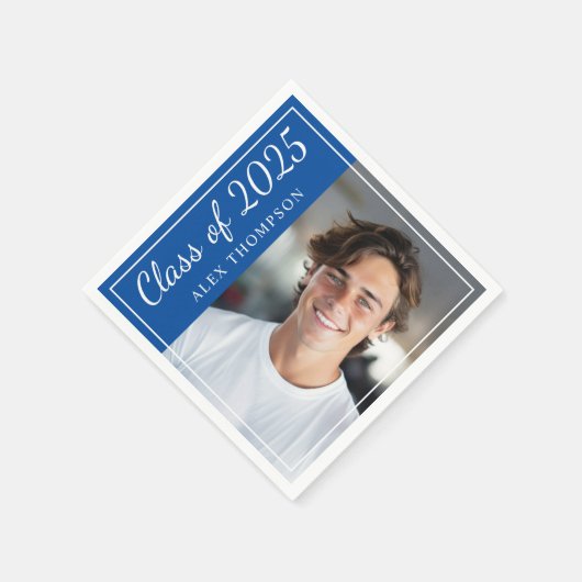 2025年のクラス王室のブルー卒業会写真 スタンダードカクテルナプキン (角)