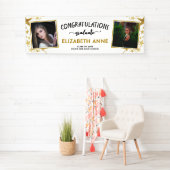 2025年のクラス金ゴールドスター2枚の写真卒業 横断幕 (インサイチュ)