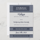 2025年のクラス青いピンストライプ写真の卒業 招待状 (裏面)