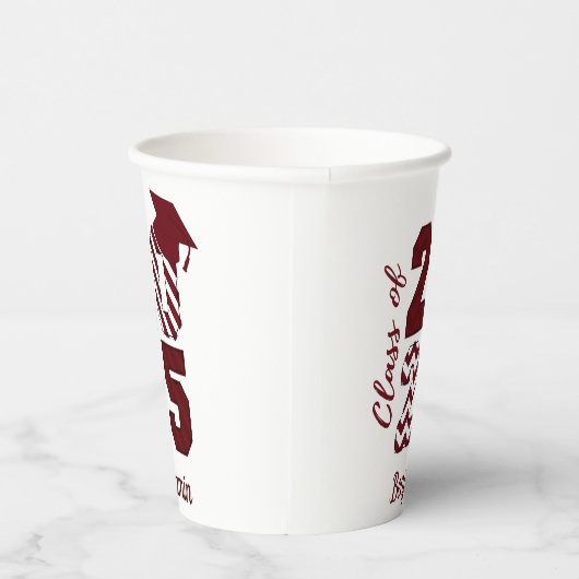 2025年のクラスBurgundyとWhiteの卒業キャップ 紙コップ (右)