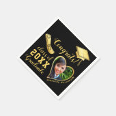 2025年のクラスGrad Photo Blackと金ゴールド卒業 スタンダードカクテルナプキン (角)