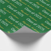 2025年のクラスGrad's Full Nameグリーンホワイト金ゴールド ラッピングペーパー (角)