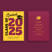 2025年のクラスMaroon金ゴールドレトロ卒業 案内状