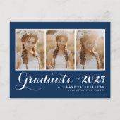 2025年のクラスNavy Blueフォトコラージュ卒業 案内ポストカード (正面)