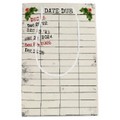 2025年のクリスマス 古い図書カード ミディアムペーパーバッグ (正面)