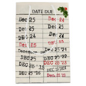 2025年のクリスマス 古い図書カード ミディアムペーパーバッグ (正面)