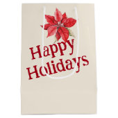 2025年のクリスマス 古い図書カード ミディアムペーパーバッグ (裏面)