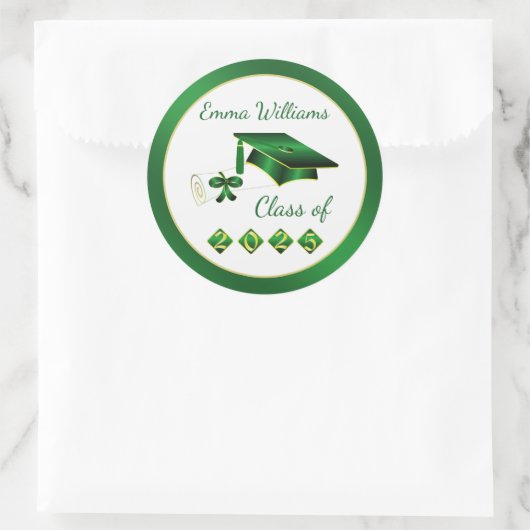 2025年のグリーンイエローモルタル卒業証書 ラウンドシール (バッグ)