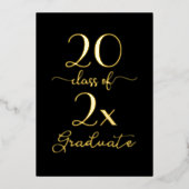 2025年のシッククラス大学院ブラック&金ゴールド 箔招待状 (正面)