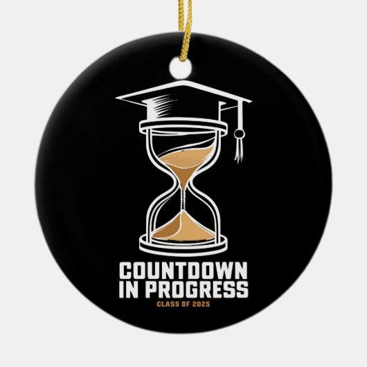 2025年のシニア・クラスの卒業ギフトへのカウントダウン セラミックオーナメント (正面)
