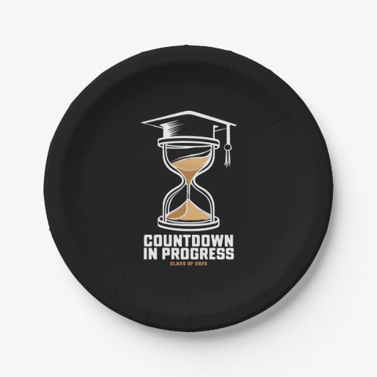 2025年のシニア・クラスの卒業ギフトへのカウントダウン ペーパープレート (正面)
