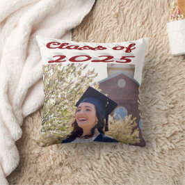 2025年のバーガンディのスクリプトの卒業写真のクラス クッション