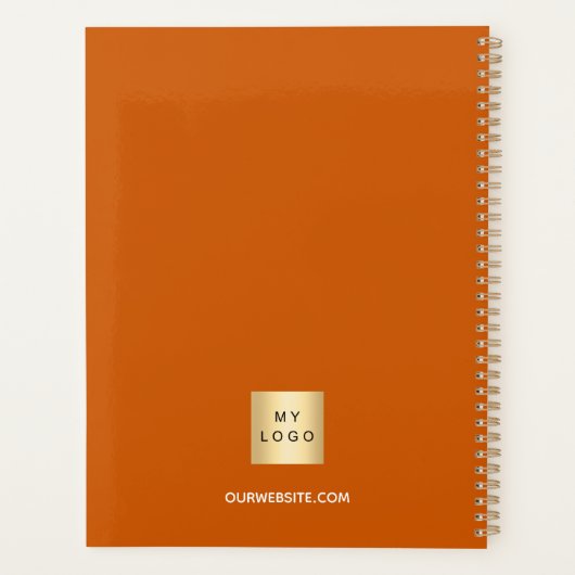 2025年のビジネスロゴ燃エレガント焼オレンジ プランナー手帳 (裏面)
