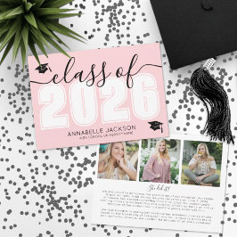 2025年のピンクの卒業のクラス 案内状