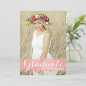 2025年のピンクウォーターカラークラス写真卒業 案内状 (スタンド正面)