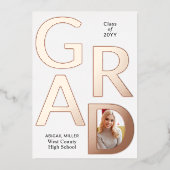 2025年のフォトフォイル卒業発表のクラス 箔招待状 (正面)