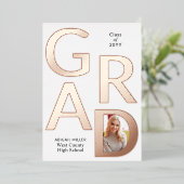 2025年のフォトフォイル卒業発表のクラス 箔招待状 (立ち正面)