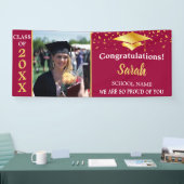 2025年のマルーン&金ゴールド卒業写真クラス 横断幕 (トレードショー)