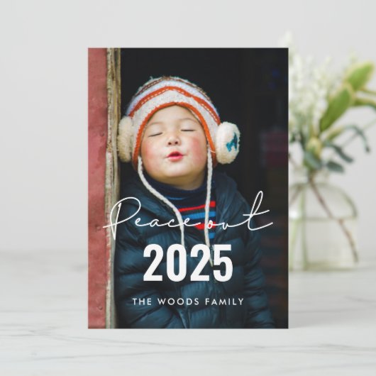 2025年のミニマルモダンリストの新年の写真 シーズンカード (スタンド正面)