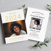 2025年のモダン金ゴールドエレガント写真の卒業 箔招待状