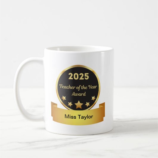 2025年の先生-パーソナライズされた Award Mug コーヒーマグカップ (左)