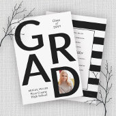 2025年の写真卒業の白黒GRADクラス 案内状