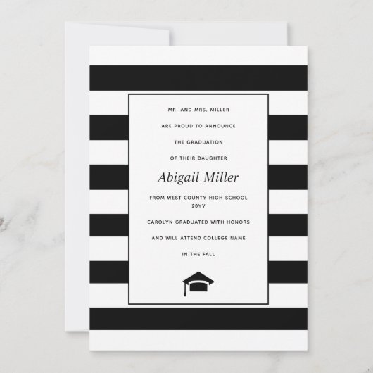 2025年の写真卒業の白黒GRADクラス 案内状 (裏面)