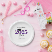 2025年の卒業クラスシンプルパープルとブラック ペーパープレート (パーティー)