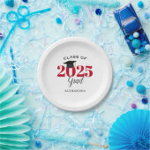 2025年の卒業クラスシンプルレッドとブラック ペーパープレート (パーティー)