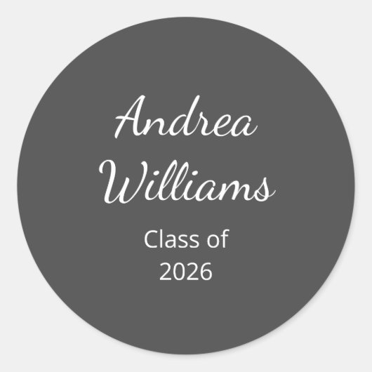 2025年の卒業クラス差出人住所グレー ラウンドシール (正面)