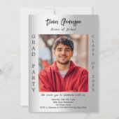 2025年の卒業パーティーのシルバーフォトクラス 招待状 (正面)