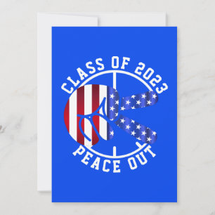 2025年の卒業生クラスPeace Out Graduate Blue 招待状