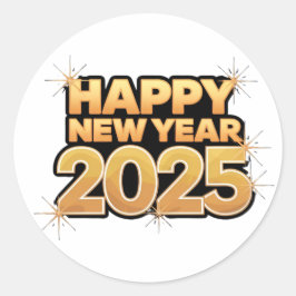 2025年の各詳細でHappy New Yearスタンプ ラウンドシール