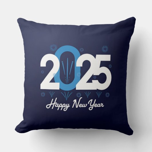 2025年の各詳細：新年の幸せな装飾用クッション クッション (正面)