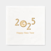 2025年の地球 – 新年のお祝い 箔ナプキン (正面)