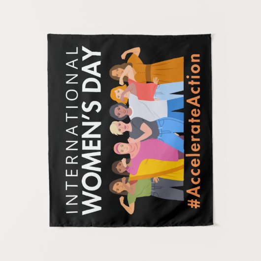 2025年の女性国際的デーのアクションを加速 タペストリー (正面)