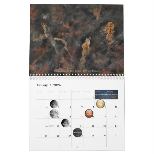 2025年の宇宙で占い占め カレンダー (1月 2026)