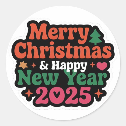 2025年の新しい年のピール毎おもしろいラウンドステッカー ラウンドシール (正面)