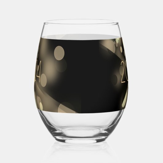 2025年の新年と金の泡 ステムなしワイングラス (右)