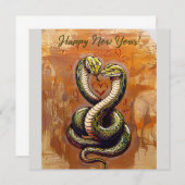 2025年の新年の願い木のスネークカード (正面/裏面)