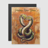 2025年の新年の願い木のスネークカード (正面/裏面)