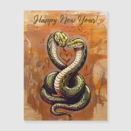 2025年の新年の願い木のスネークカード