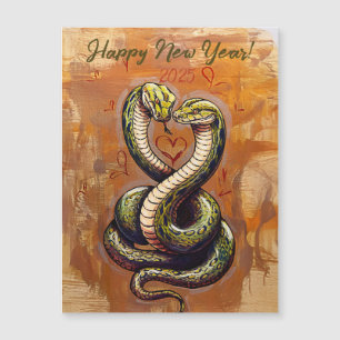 2025年の新年の願い木のスネークカード
