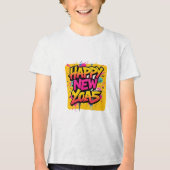 2025年の新年を迎えるオレンジとピンク トライブレンドＴシャツ (正面)