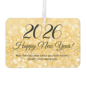 2025年の新年を迎え、金ゴールドグリッターが輝く カーエアーフレッシュナー (裏面)