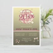 2025年の新年ピンクゴールド楽しいパーティー招待状 招待状 (スタンド正面)