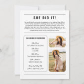 2025年の新聞ユニーク卒業クラス 招待状 (裏面)