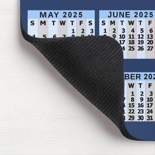 2025年の月次カレンダー簡単からビジネス読への移行 マウスパッド (コーナー)