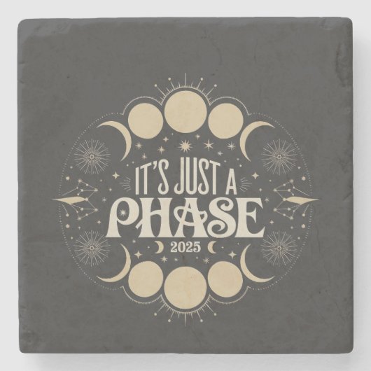 2025年の月食太陽ののフェーズだ ストーンコースター (正面)