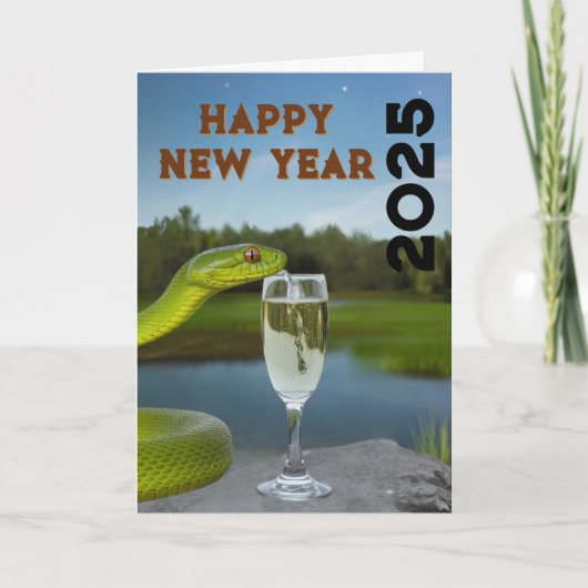 2025年の木のヘビの中国の幸せな年 シーズンカード (正面)